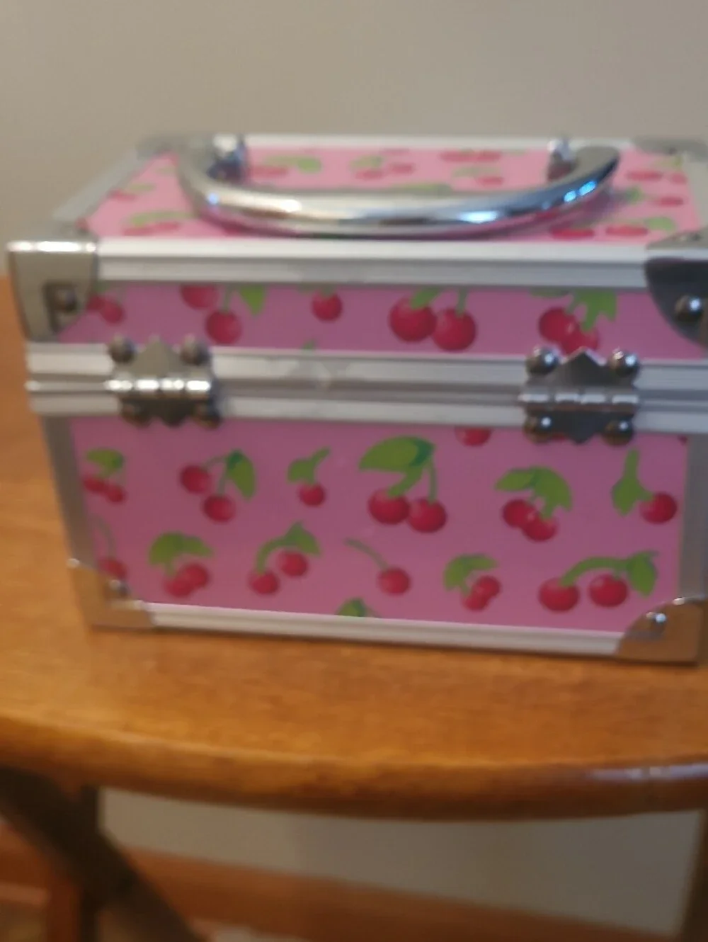 Pink Cherry Print Jewelry Case